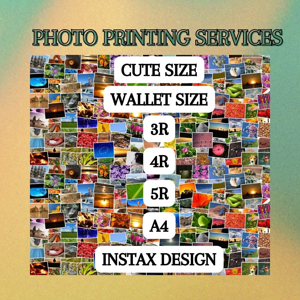 Photo printing services A4 5r 4r 3r cute size wallet size and mini instax inspired design pictures