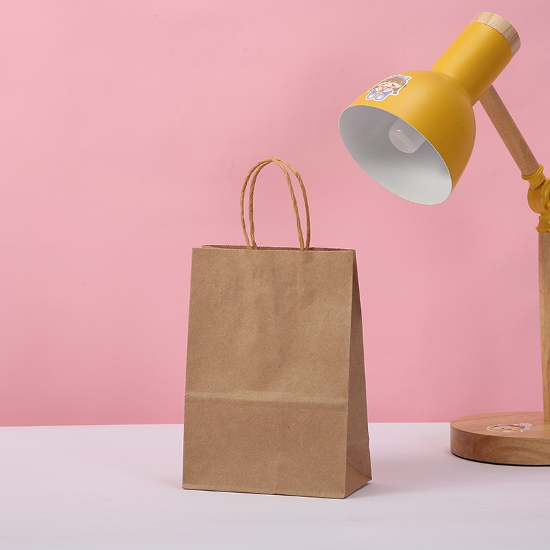 10/20PCS Kraft Paper Gift Bag with Handle Wedding Birthday Party Gift PackageBags Christmas Party