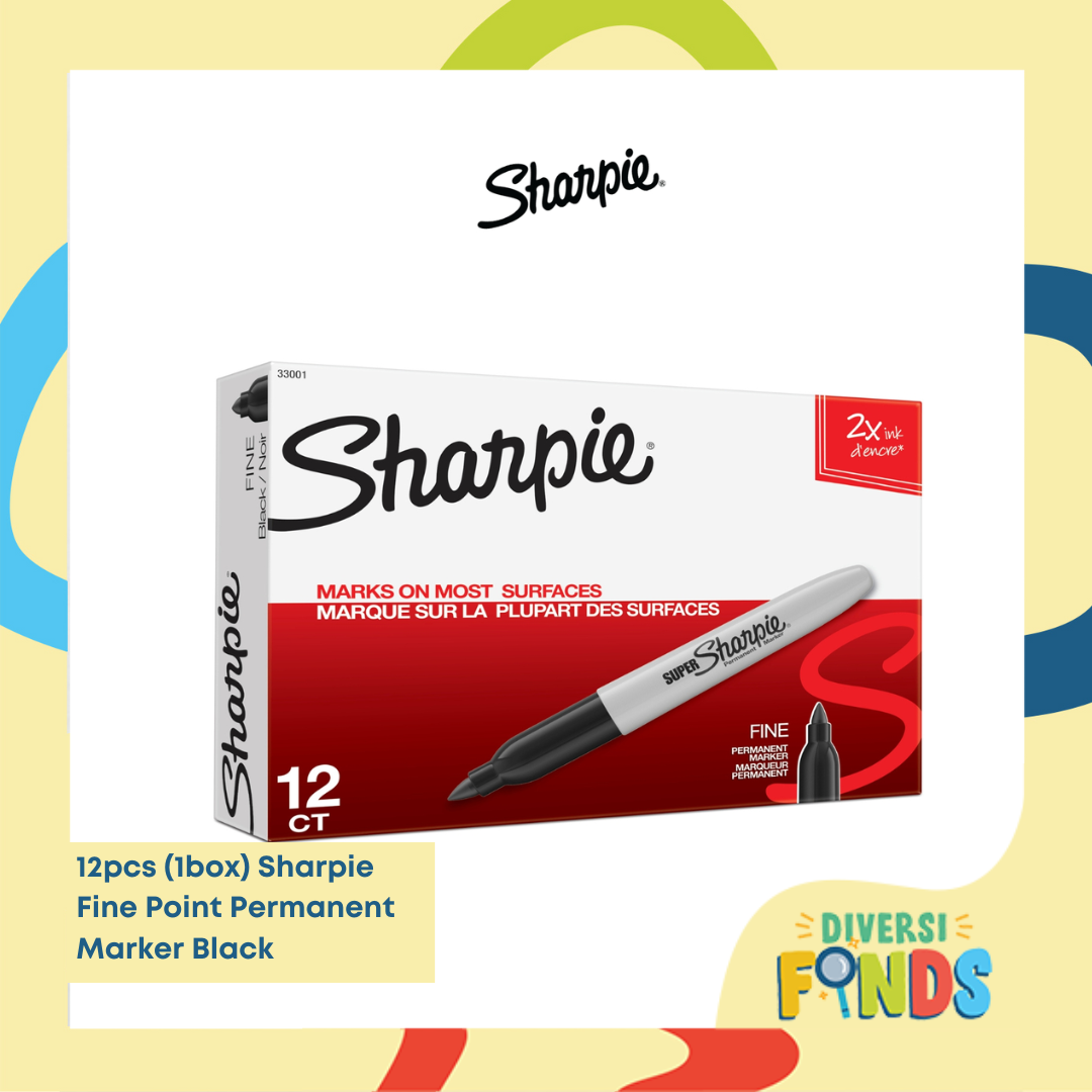 12pcs (1box) Sharpie Fine Point Permanent Marker Black