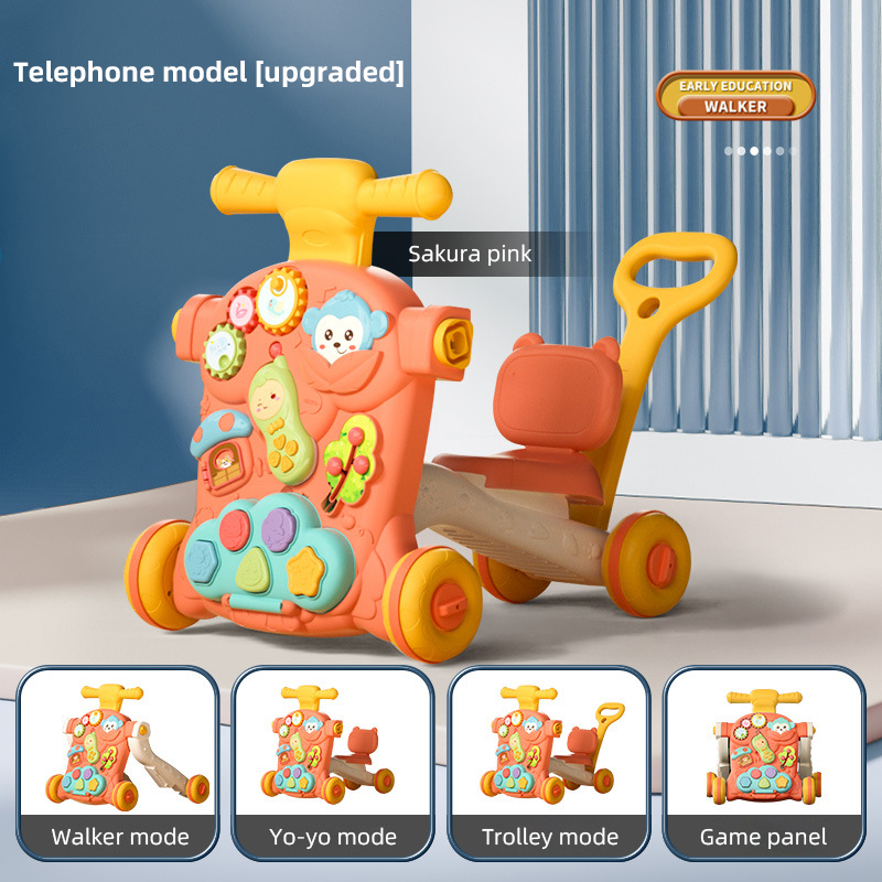 Baby Push Walker Multi-function Toddler Trolley for Kids Early Learning