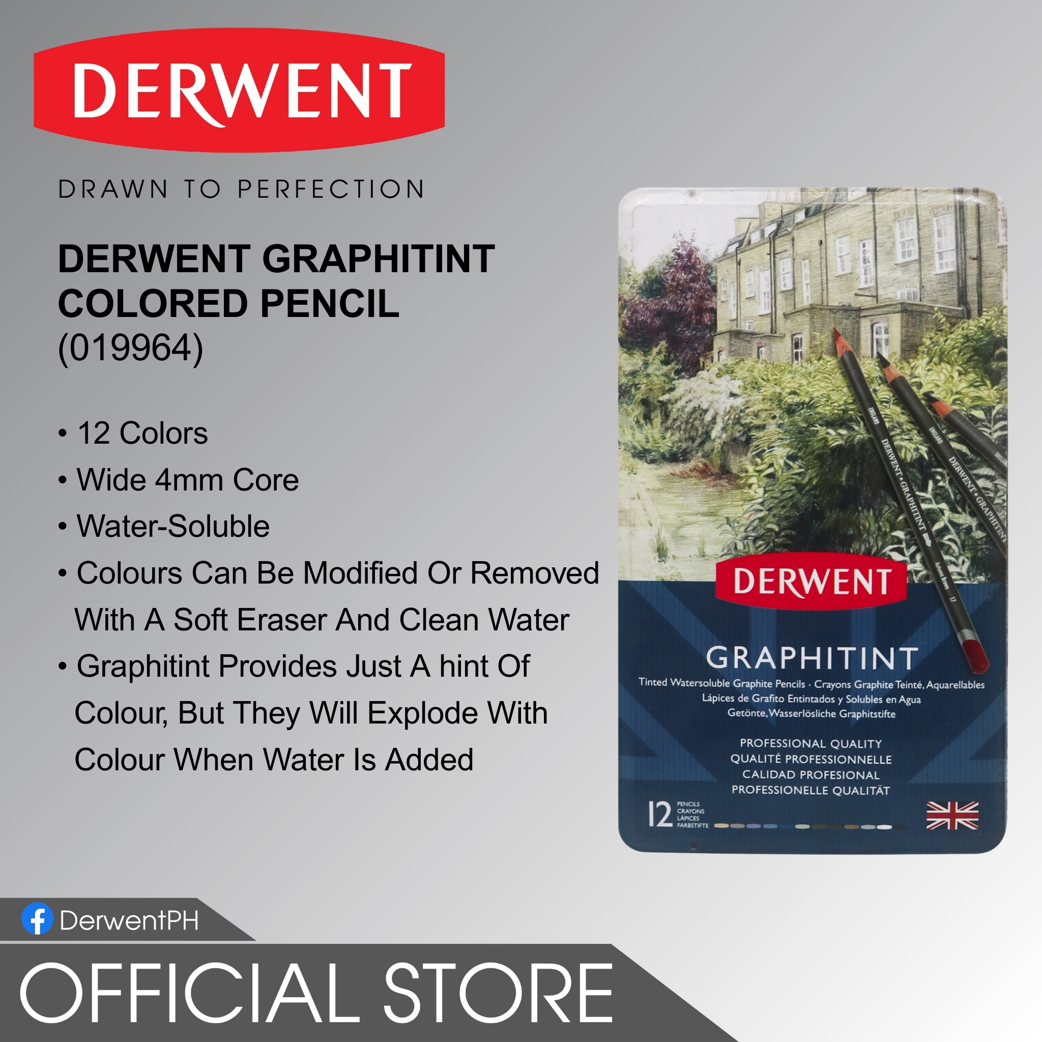 DERWENT Graphitint Colored Pencil | 12 Colors | 0700802