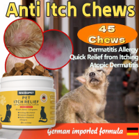 WASSUPET Pet Anti Itch Chews Tick and Flea Remover for Dog and Cat 45chews Dog Allergy Relief- Dog Itching Skin Relief- Dog Probiotics for Itchy Skin and Itchy Ears- Dog Allergy Paw Relief- Dog Allergy Chews- Dog Itch Relief - Dog Skin Allergy Relief