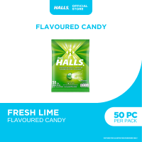 Halls Fresh Lime Hard Candy 140g 50 pcs - Pack of 3 | hard candy mentholyptus throat lozenges cough drops breath freshener