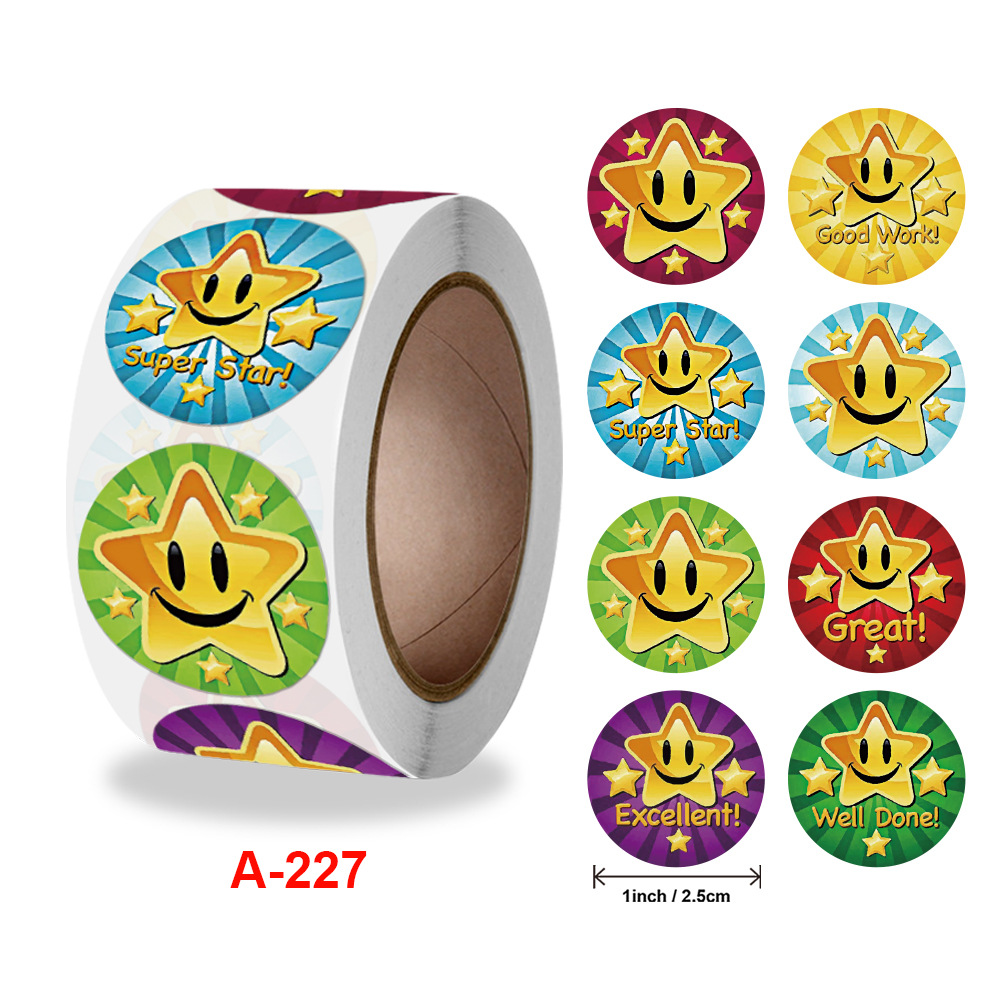 500pcs/roll round shape emoticon toys stickers teacher children reward label seal paste sticker