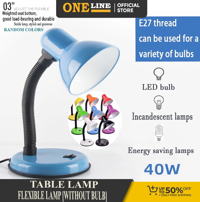 ONELINE Random Color 203B LED Portable Flexural Desk Lamp with Wide Voltage and Push Switch Support Bulb for Office / Student Domitory Round Bottom Base ( without bulb )