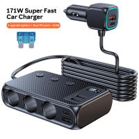 SENDEM 9 in 1 Cigarette Lighter Adapter Splitter Multi Socket 171W Car Charger Adapter 12V/24V DC Outlet with Voltmeter Fast Charging