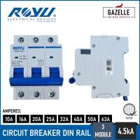 Royu Miniature Circuit Breaker DIN Rail Type 4.5kA 1 2 3 Modules / Poles 10 16 20 25 32 40 50 63A