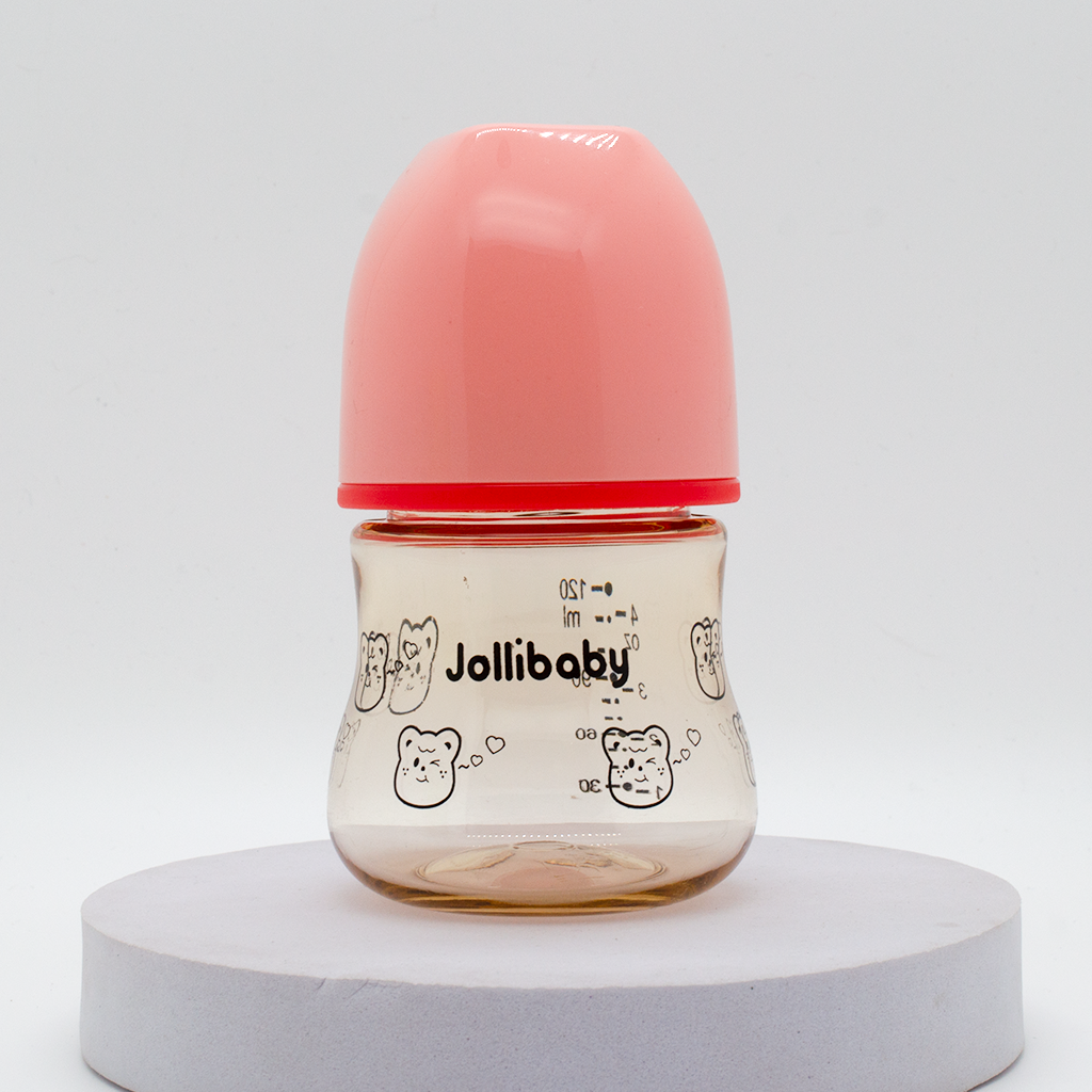 Jollibaby 120ml PPSU Newborn Baby Feeding Bottles Round Gloss Cap Small Wide Neck Milk Bottle