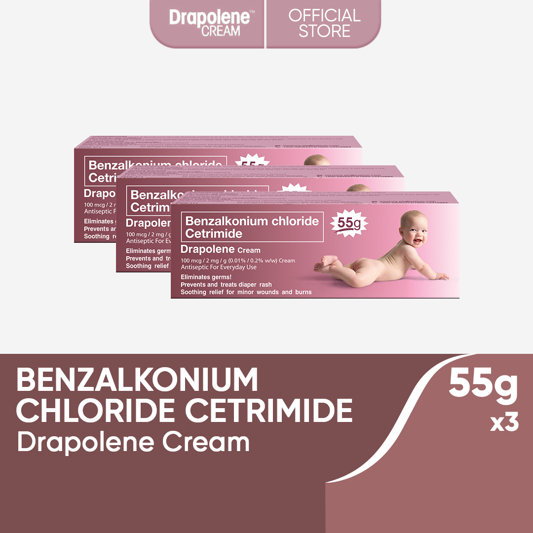 Drapolene Cream 55g x3 to Help Prevent and Treat Diaper Rash Relief for Minor Wounds & Burns