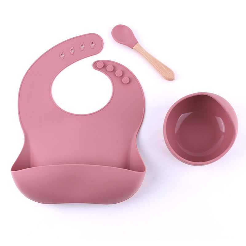 8 Pcs Baby Silicone Tableware Kids Utensil Bib Straw Cup Bowl Suction Plate Feeding Essential Set