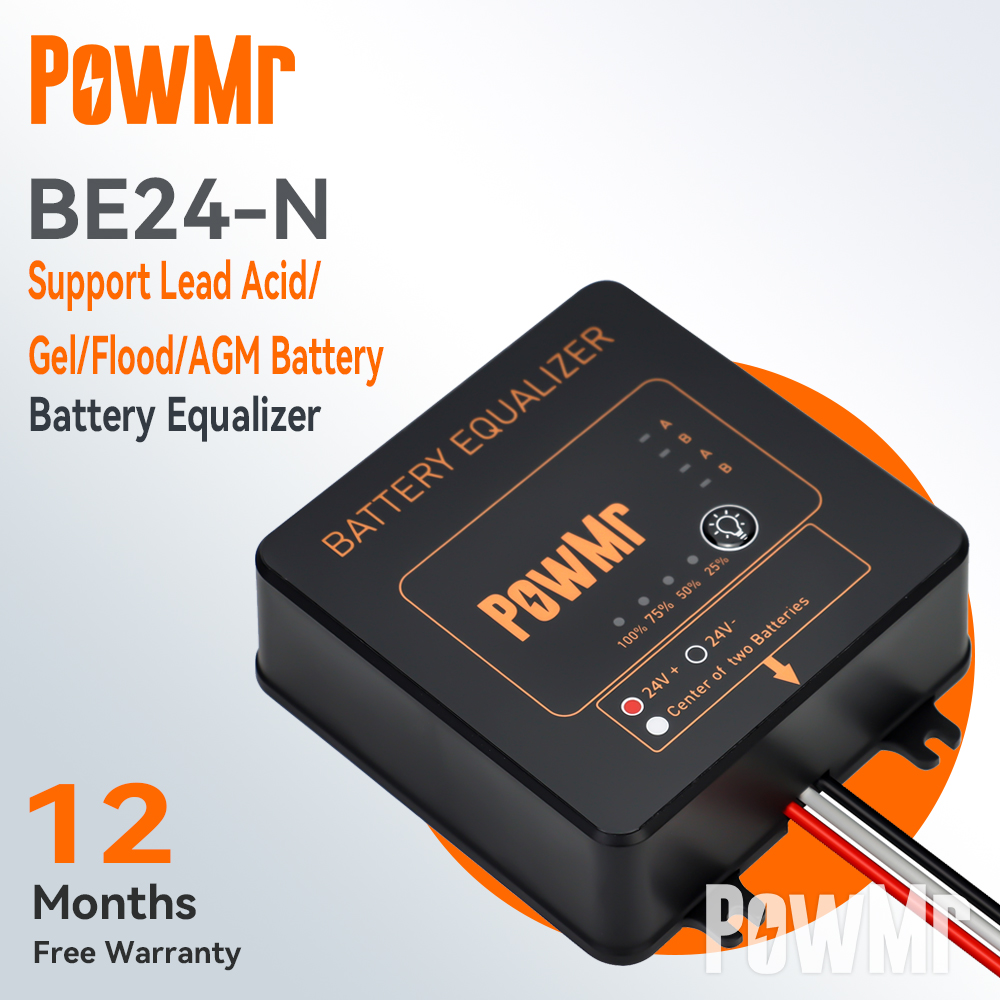 PowMr Battery Balancer Charger Controller 24V Solar System Battery Equalizer  for Gel Flood AGM Lead Acid Battery BE24