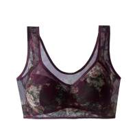 Sexy Lingerie Tank Top Full Cup Gathering Bra Lace Mesh Straps Plus Size Anti-Sagging Seamless Womens Underwear