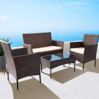 TREDEY Outdoor Courtyard Vine Weaving Set (complimentary seat cushion) cool waterproof sun proof rust proof easy to clean and with high load-bearing capacity