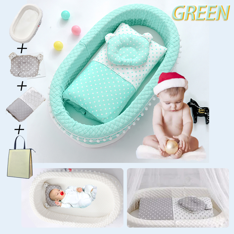 Baby Bed Cotton Crib Foldable Bed Newborn Baby Crib Portable Bassinet Bed Bionic Bed Newborn Sleep Bed Removing Crib