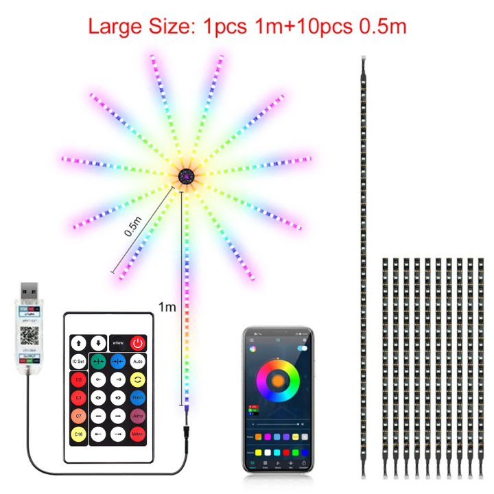 INXX fireworks Fairy Lights Christmas lights outdoor waterproof Decorations for Home Dream Color Lamp 5050 RGB Strip Lights Smart Flexible LED Firework Lights Music Sound Sync Lights with APP Remote Control DC 5V