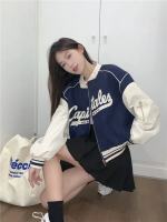 YATO Womens Fashion Casual Letter Embroidered Stitching Baseball oversize Jacket
