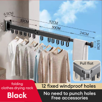 KOLIKOLI Stainless Steel Clothes Drying Rack Wall Mounted Folding Rack 360° Rotating Adjustable Heavy Duty Clothes Hanger Rack