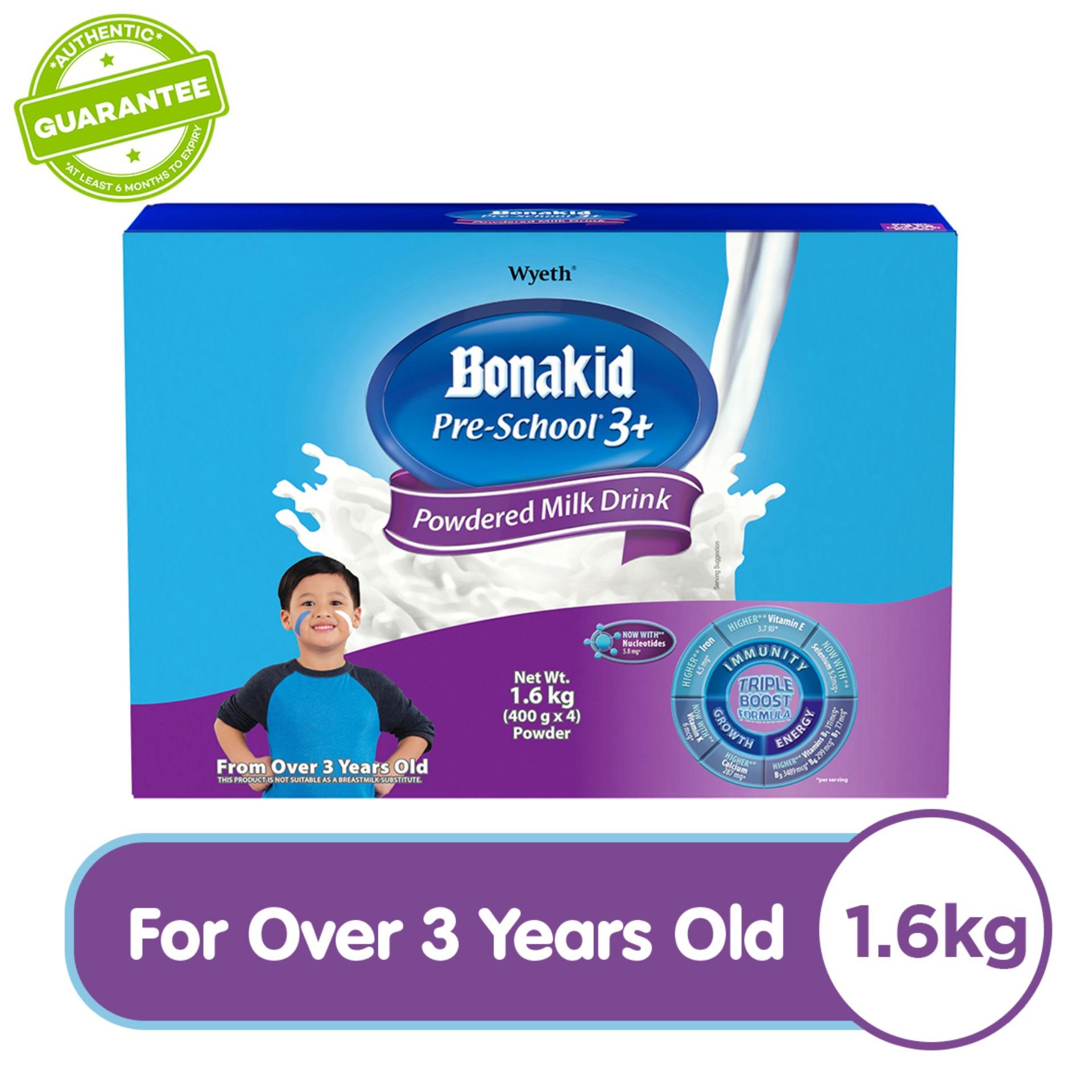 Wyeth® BONAKID PRE-SCHOOL® 3+ Stage 4 Powdered Milk Drink for Children Over 3 Years Old, Sachet in Box, 1.6kg (400g x 4)