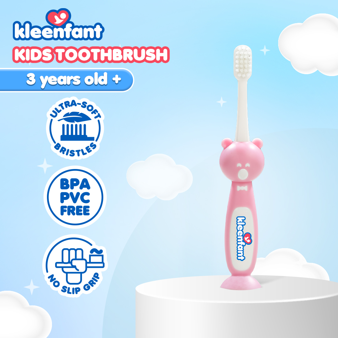 Kleenfant Baby Toothbrush Ultra-Soft Bristles Gentle on Gums with Built-in Tongue Cleaner BPA-Free