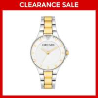 Anne Klein AK5023WTTT0000 Silver Tone Round Watch with Heart Diamond