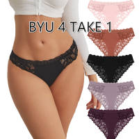 FINETOO 5PCS/Set Lace Panties for Women Seamless Panty Lingerie Female Floral Lace Perspective Waist Underwear