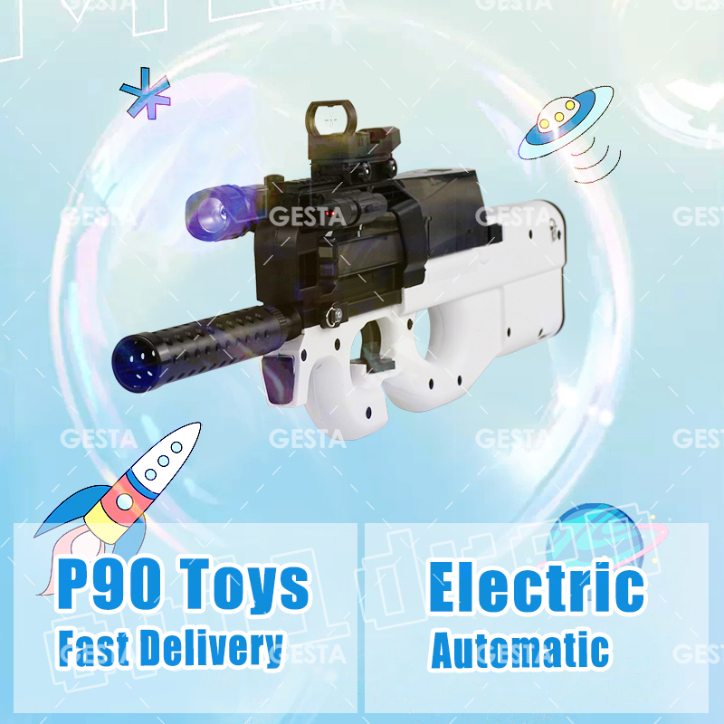 Mainan P90 Gel Blaster untuk Dewasa/Kanak-kanak Elektrik Automatik Boleh Dicas Semula Warna Pepejal Taman Luaran Sejuk