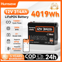 Humsienk LiFePO4 Battery 12V 314Ah Lntelligent BMS 15000+ Cycles Battery Rechargeable Solar Battery for Home Energy Storage Battery