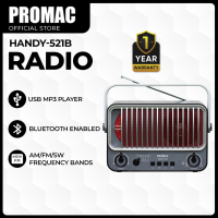 Promac New Bluetooth Portable Radio with USB MP3 Player Rechargeable Battery AM/FM/SW Reception Black - HANDY-521B