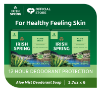 Irish Spring Aloe Mist Body Soap 12-Hour Fresh Deodorant Bar Soap 3.7 oz. Pack of 6
