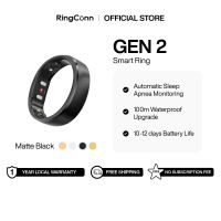 RingConn Gen 2 Matte Black Smart Ring for Fitness Tracking and Sleep Apnea Monitoring with 12 Days Battery Life