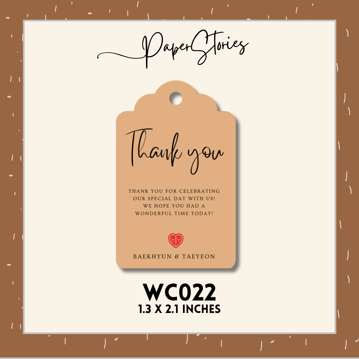 20 or 60 pcs Generic or Personalized Thank you Cards | Customized Gift Tags | Custom Cut 1.3x2.1 in | Special Wedding Birthday Christening Purchasing Tinghun