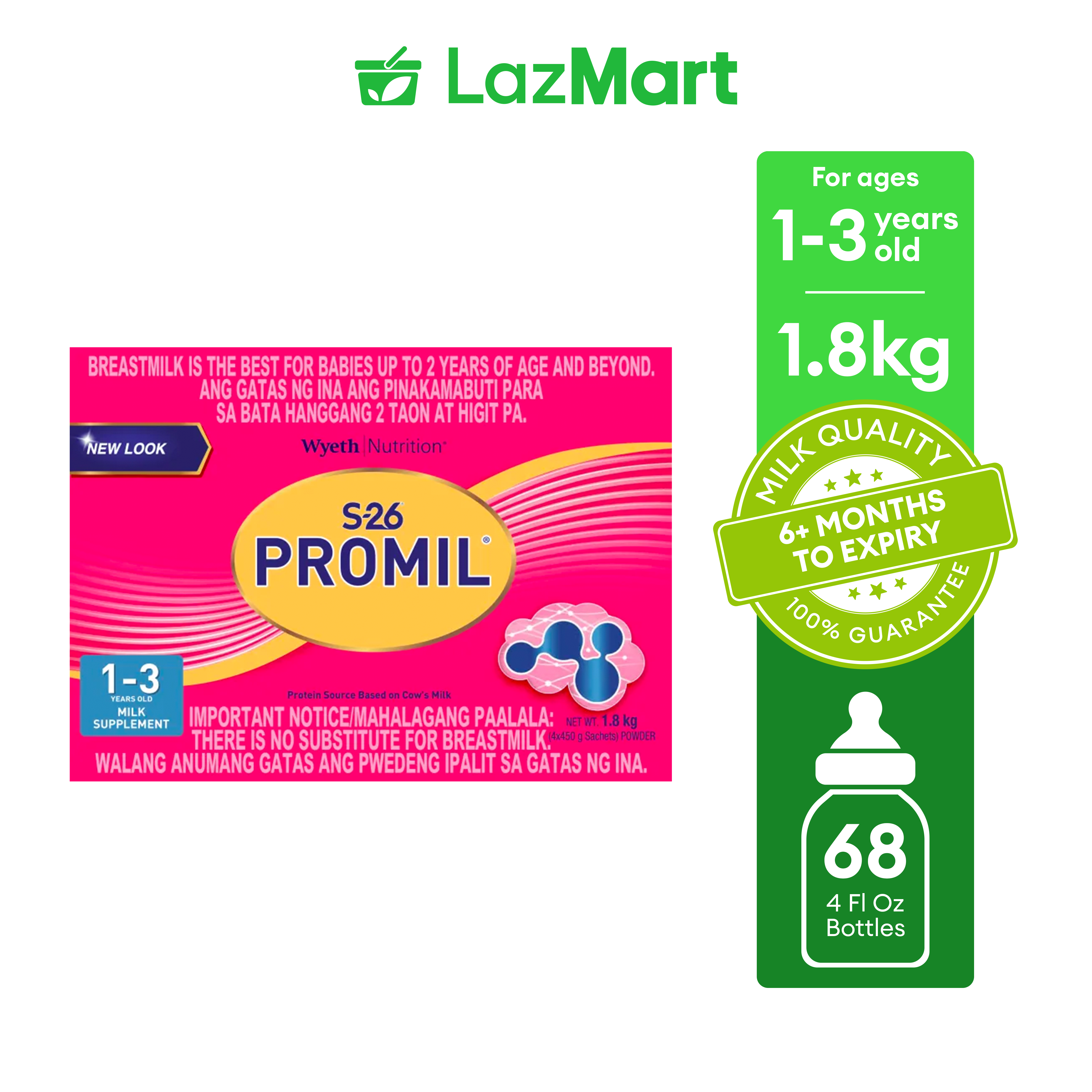 S-26 PROMIL Milk Supplement for 1-3 Years Old Bag in a Box 1.8kg