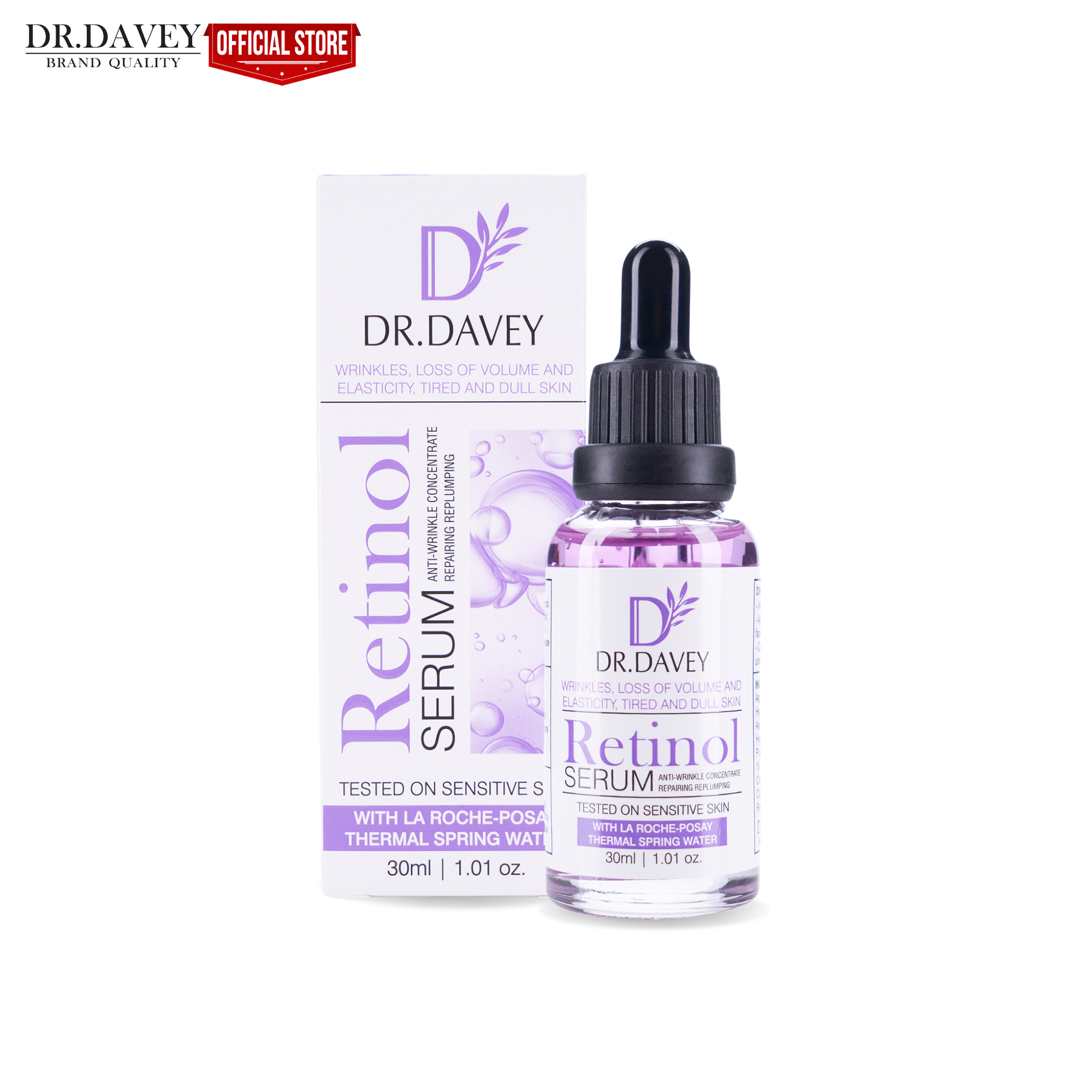 Dr. Davey Retinol Serum 30ml with La Roche-Posay & Thermal Spring Water: Reduces Fine Lines Wrinkles and Dark Spot and lines