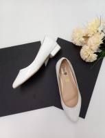 Annel Amalia in White - 1 inch heel closed shoes Soft Patent Material