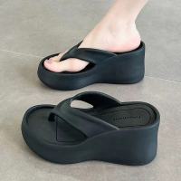 Korean Thick bottom Flip Flops sandals for woman beach slippers non-slip Flip Flops Summer new slippers with heels comfortable rubber slippers 3.5 inches Flip Flops Indoor and outdoor shoes