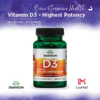 Swanson Vitamin D3 Highest Potency 5000IU (125 MCG) 250 Sgels Bone and Immune Health