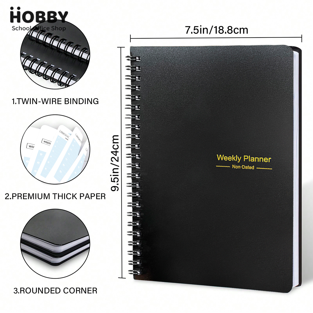 52 Weeks Weekly Planner Notebook Undated Spiral Agenda A5 Notebook Daily Student Schedules Journal Stationery Office School Supplies