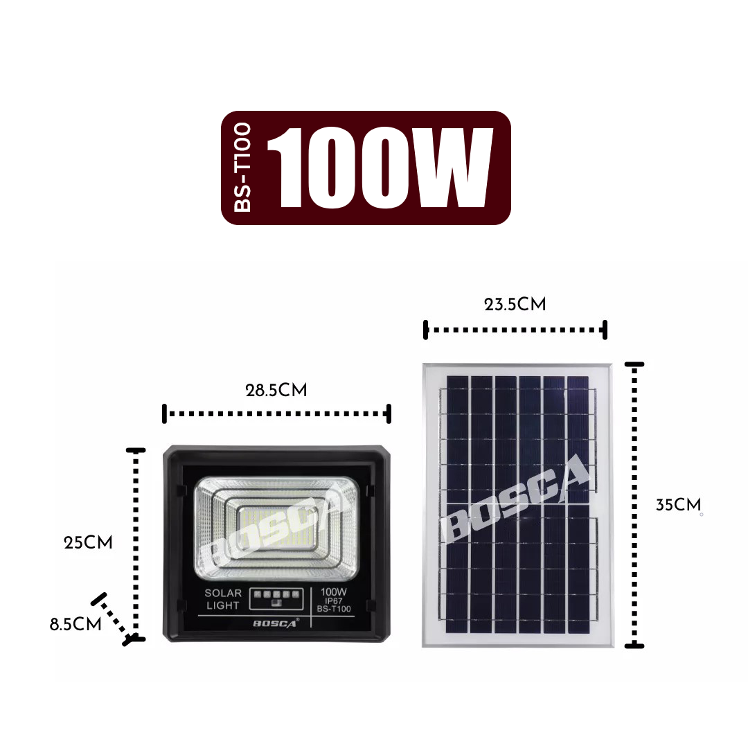 BOSCA Solar light BS-T Series 30W/50W/100W/200W/300W Solar Led Outdoor Flood Light IP67 Waterproof With Remote COD