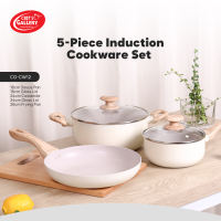 Chefs Gallery 3-Piece Non-Stick Induction Cookware Set Vienne (24cm Casserole24cm Glass Lid26cm Frying Pan) or 5-Piece (24cm Casserole 24cm Glass Lid 26cm Frying Pan18cm Saucepan18cm Glass Lid)| PFOA Free | Bakelite Handle