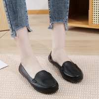 Womens Flat Black Shoes Fashion School Shoes Office Shoes Rubber Soft Sole （ADD 1 SIZE）#215A