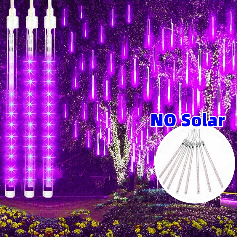 Solar/Plug in meteor tube waterproof 8 tube meteor shower lamp Christmas Ramadan decoration Christmas tree decoration Rainbow lights for outdoor courtyard garden and shopping mall decoration