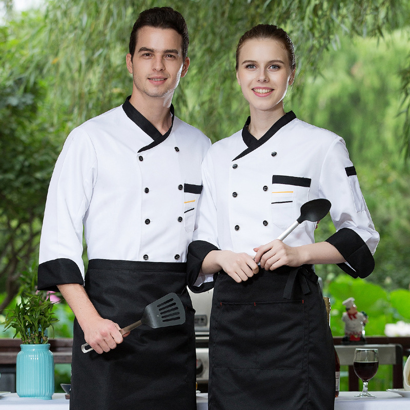 Chef Uniform Chef Overalls Mens and Womens Long-Sleeved Pure White