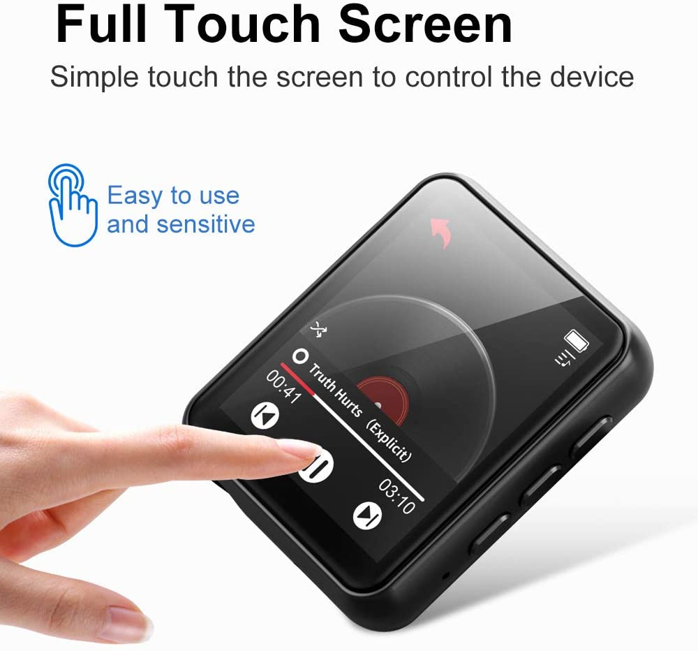 JOLIKE MP3 Player Bluetooth 5.0 Touch Screen Music Player 16GB Portable