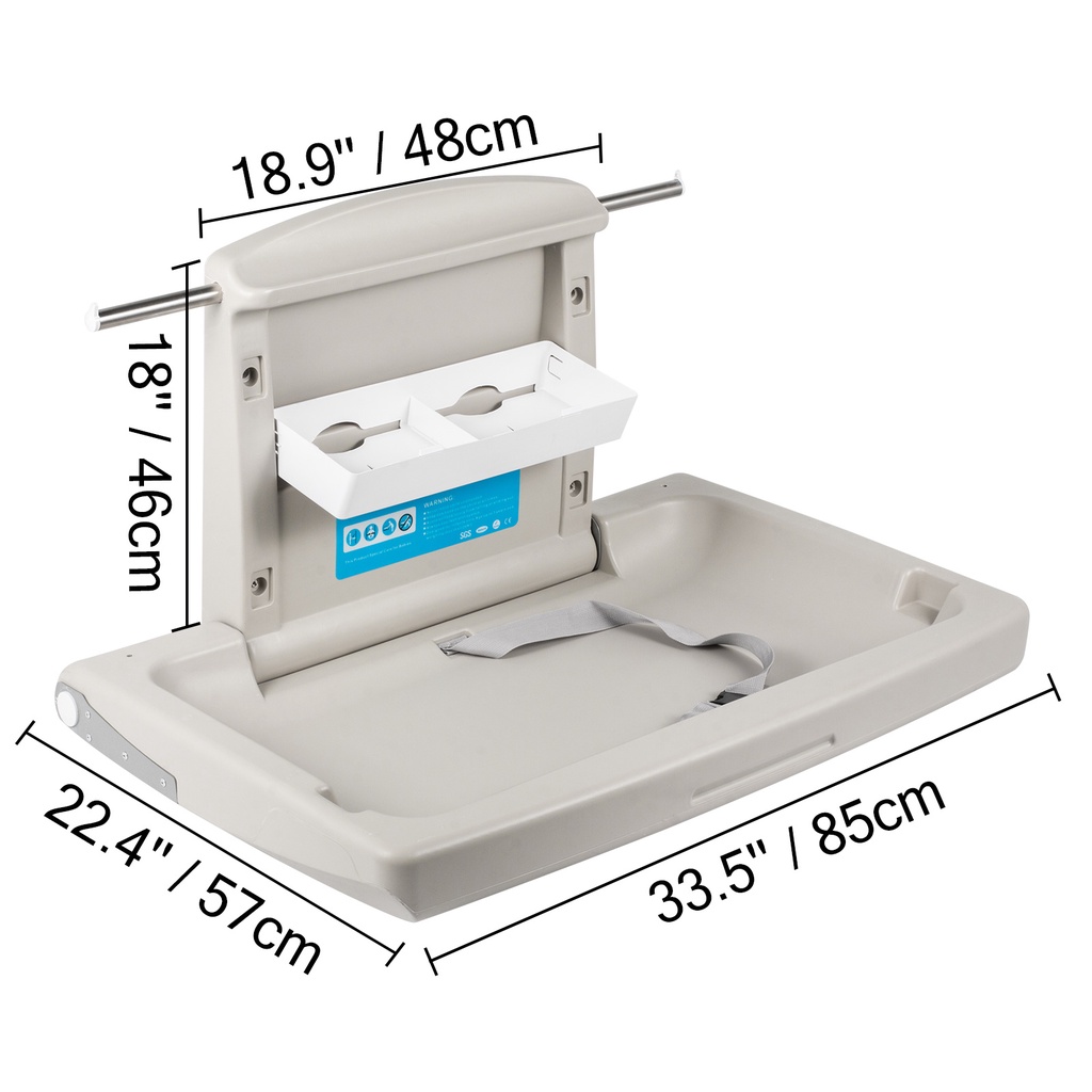 Phshare Baby Nursing Table Foldable Baby Changing Station Commercial Wall Mounted Baby Diaper Changing Table Fold Down Vertical Restrooms Baby Changing Table 86x57x48cm