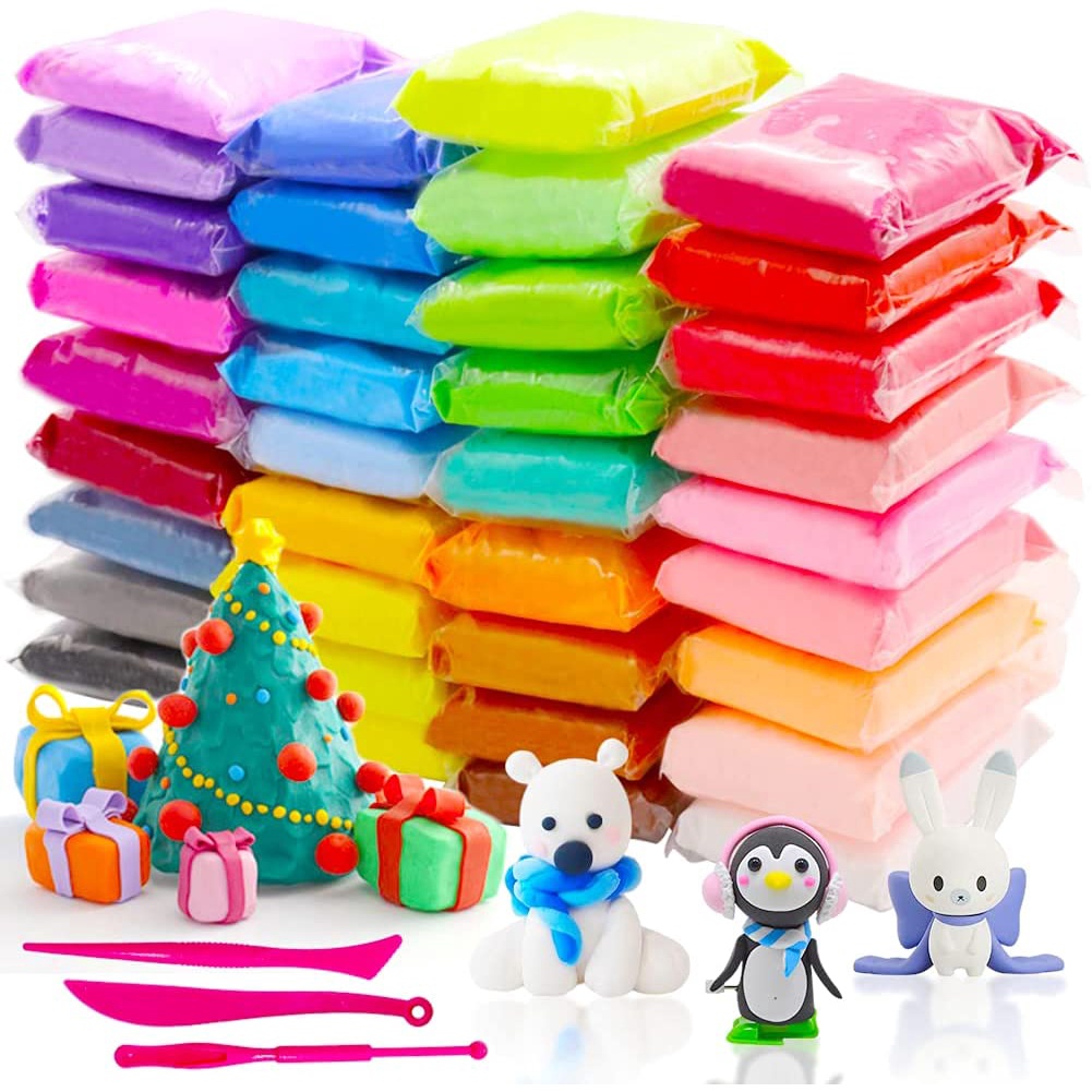36 PCS Air Dry ClayColorful Children Modeling Soft Clay with ToolsMagic Clay Tools for Kids DIY