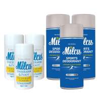Milcu Underarm and Foot Powder Deodorant 40g Set of  3 With Milcu Underarm and Foot Powder Sport Deodorant 80g Set of 3 Bundle