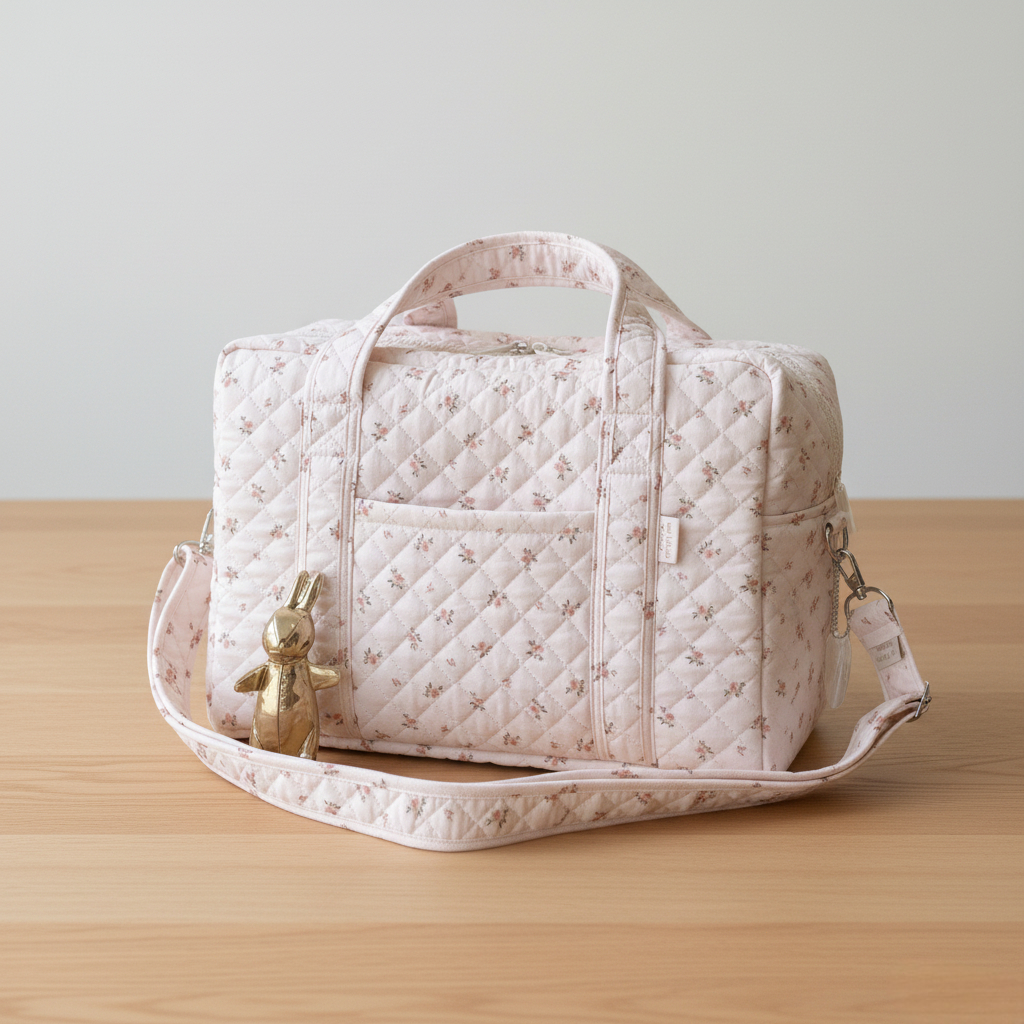 Pure Cotton Floral Mummy Bag Lightweight Portable Multifunctional Baby Diaper Maternity Package