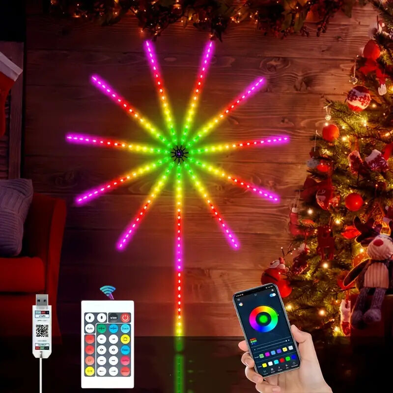 Fireworks Christmas Lights With Music Sync 180 LED Fireworks Fairy Lights Strip Lights for Christmas