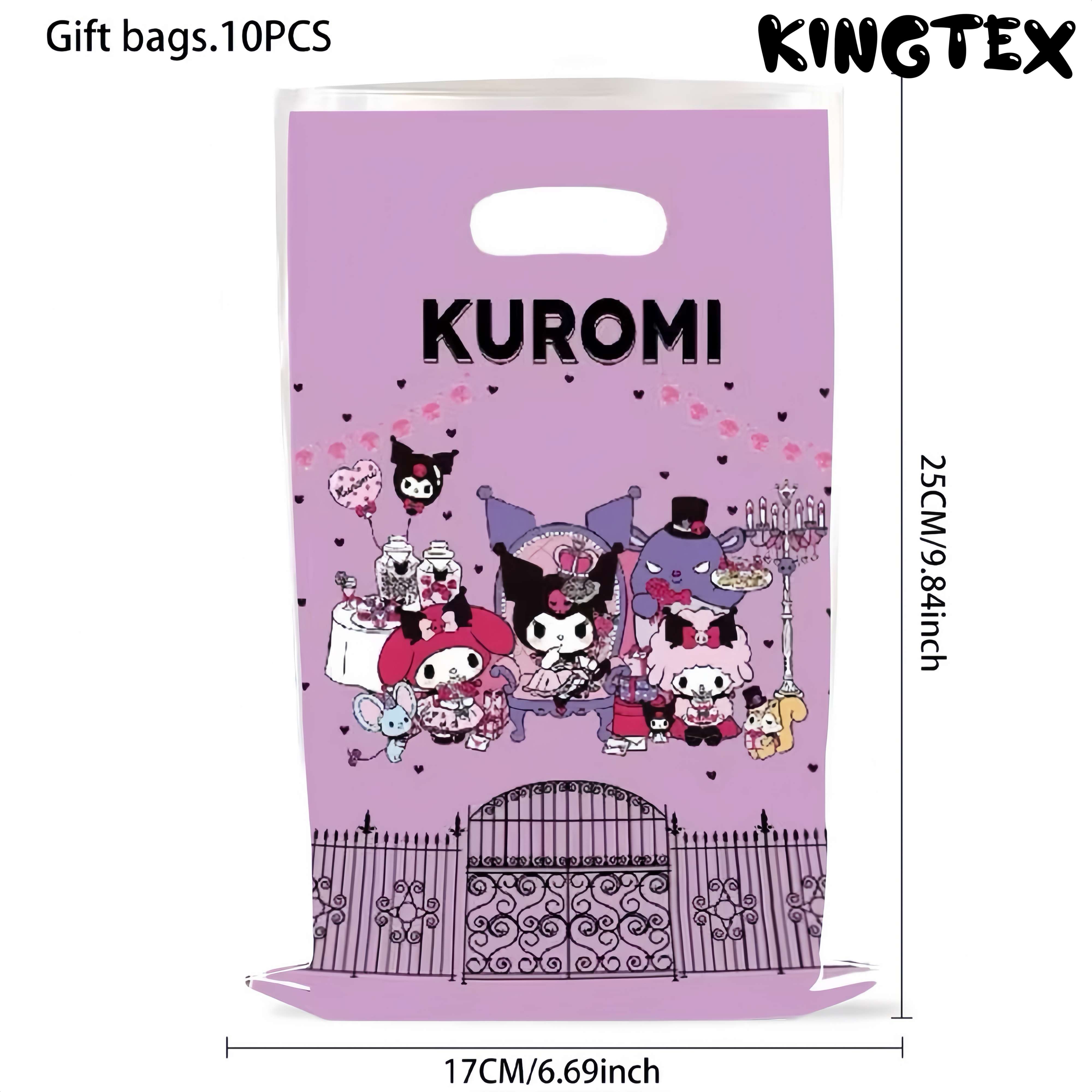 Loot Bag Kuromi Theme Party 10pcs Violet Plastic Gift Bag Girl Birthday Party Bag Party Decoration Party Needs Wedding