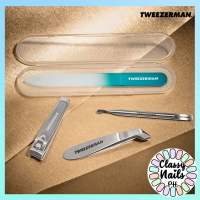 Authentic • Tweezerman • Emerald Shimmer Nail Care Mini Set • Nail Cutter Pusher Nipper Glass File